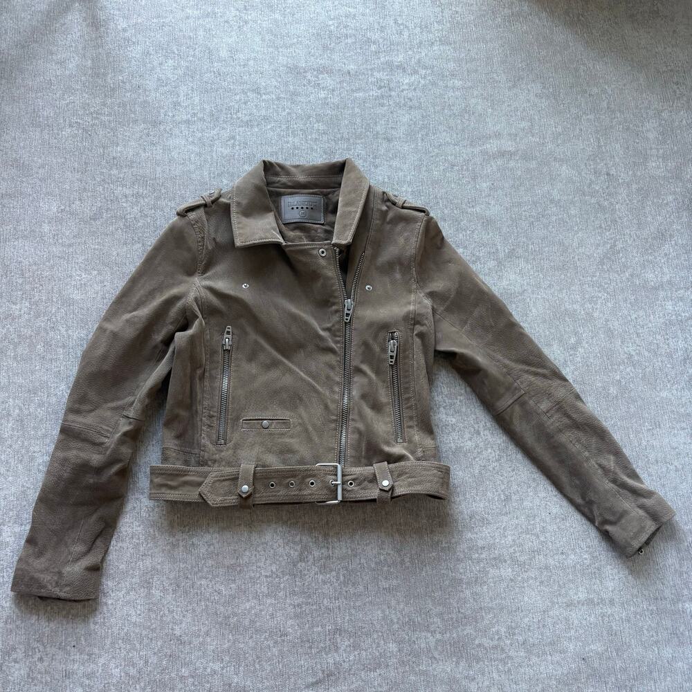 $198 Blank NYC Tan Suede Leather Moto Jacket - Picture 2 of 8